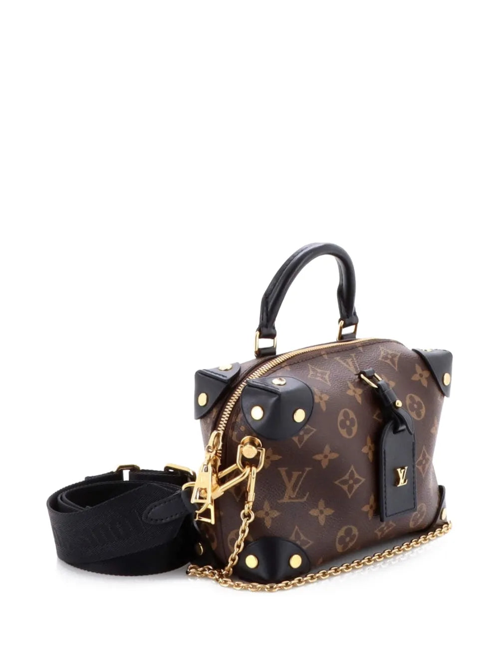 Louis Vuitton Pre Owned Petite Malle Souple Handbag Monogram Canvas With Leather Shoulder Bag