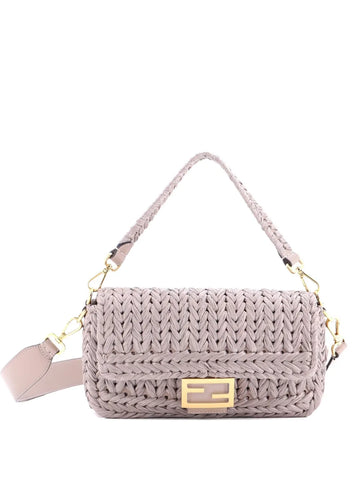 Fendi Pre Owned Baguette Nm Bag Woven Raffia Medium Shoulder Bag