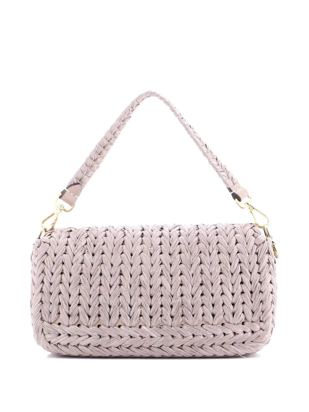 Fendi Pre Owned Baguette Nm Bag Woven Raffia Medium Shoulder Bag