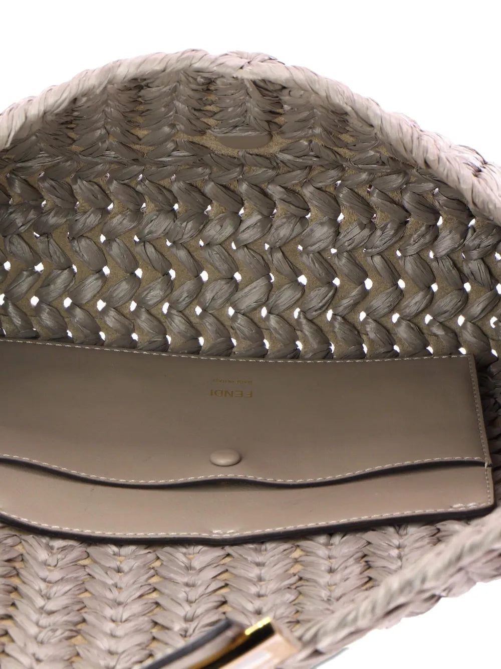 Fendi Pre Owned Baguette Nm Bag Woven Raffia Medium Shoulder Bag