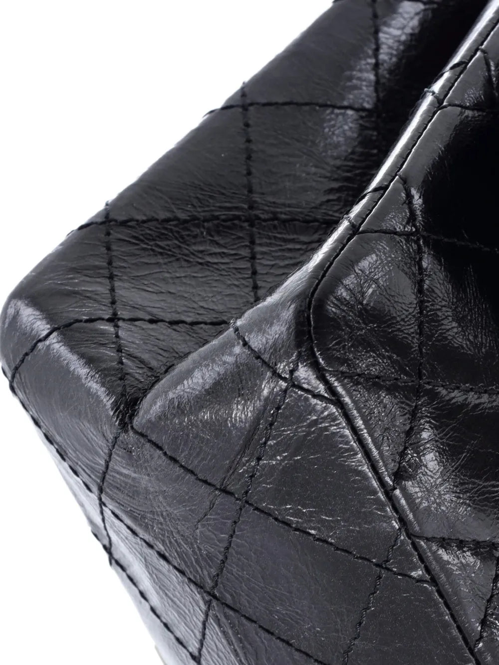 Chanel Pre Owned So Black Reissue 255 Flap Bag Quilted Glazed Calfskin 226 Shoulder Bag