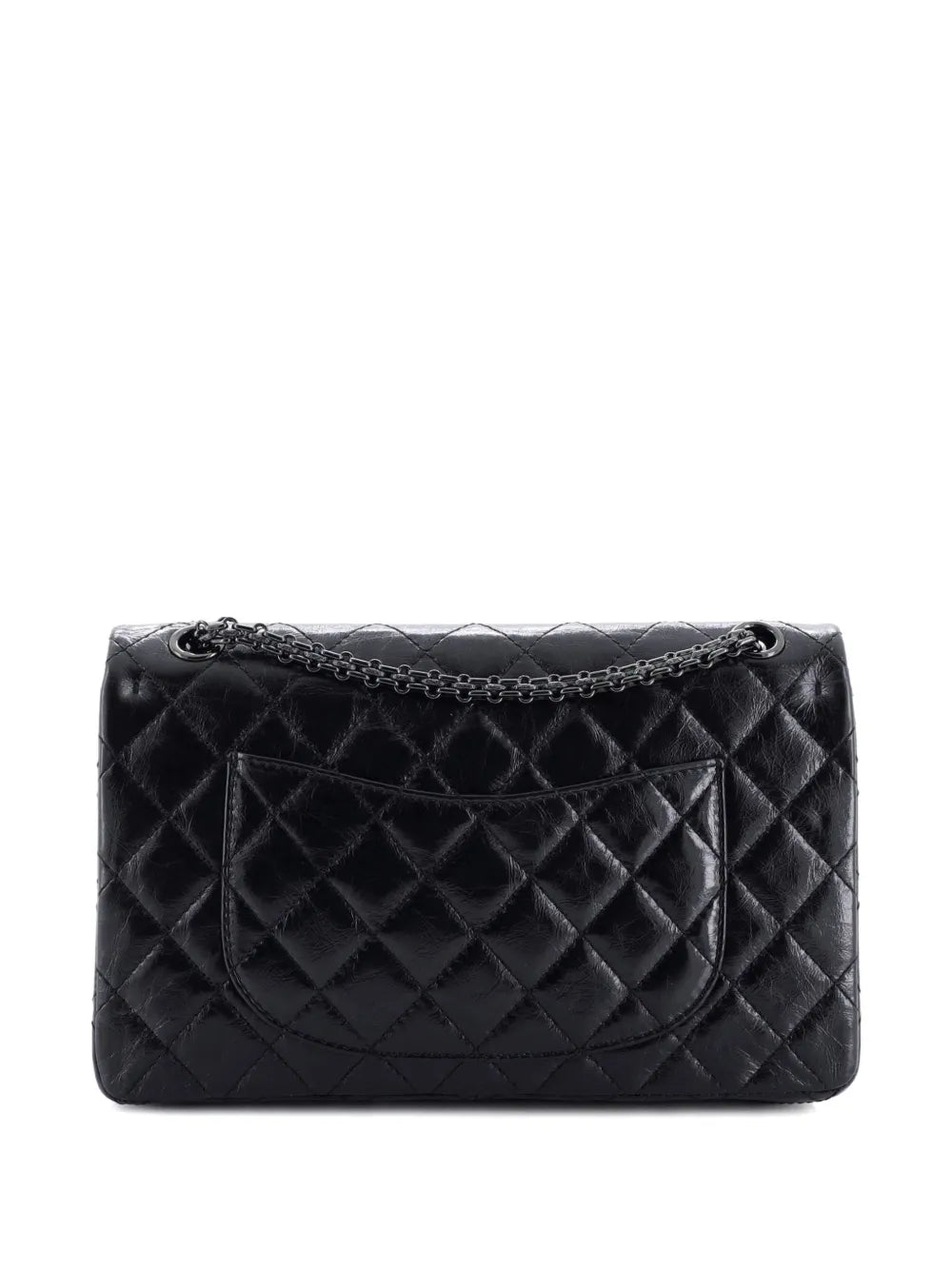 Chanel Pre Owned So Black Reissue 255 Flap Bag Quilted Glazed Calfskin 226 Shoulder Bag