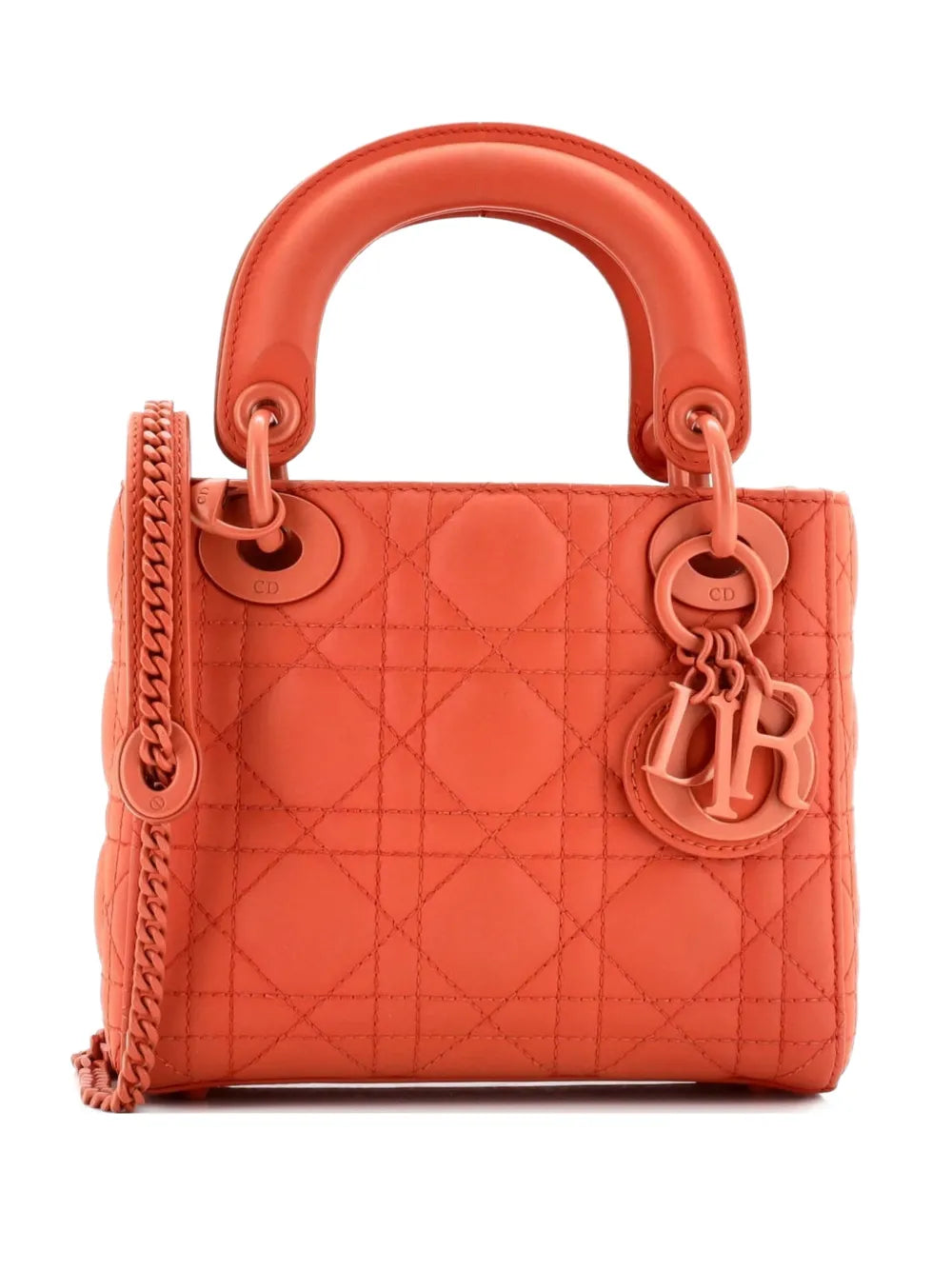 Christian Dior Pre Owned Ultra Matte Lady Dior Chain Bag Cannage Quilt Calfskin Mini Shoulder Bag