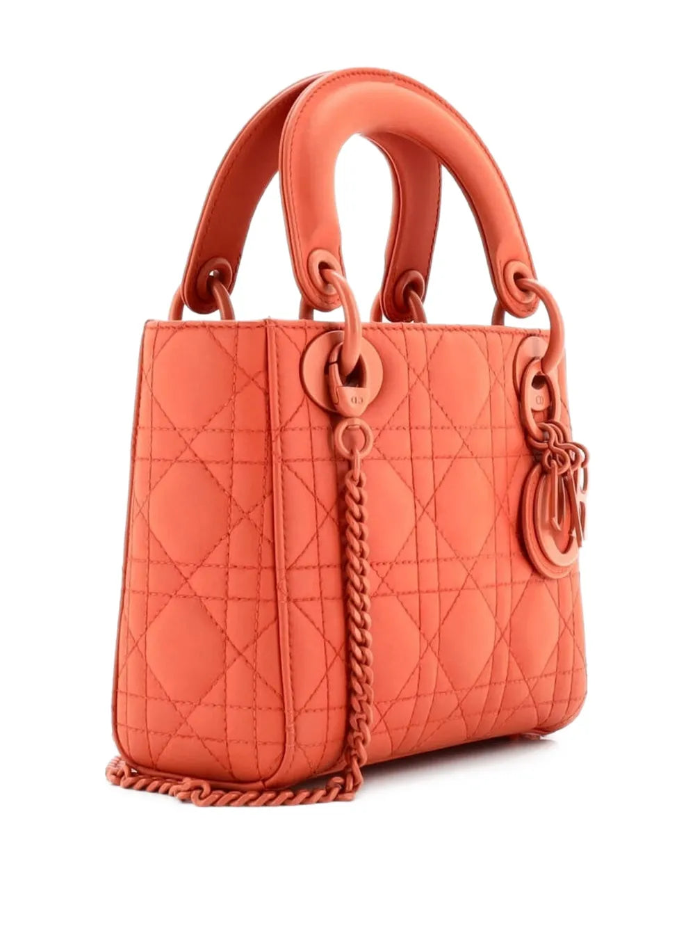 Christian Dior Pre Owned Ultra Matte Lady Dior Chain Bag Cannage Quilt Calfskin Mini Shoulder Bag