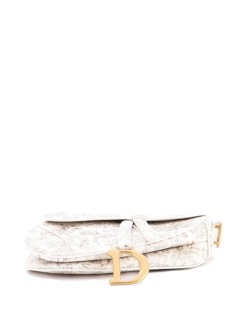 Christian Dior Pre Owned Saddle Handbag With Strap Printed Leather Medium Shoulder Bag