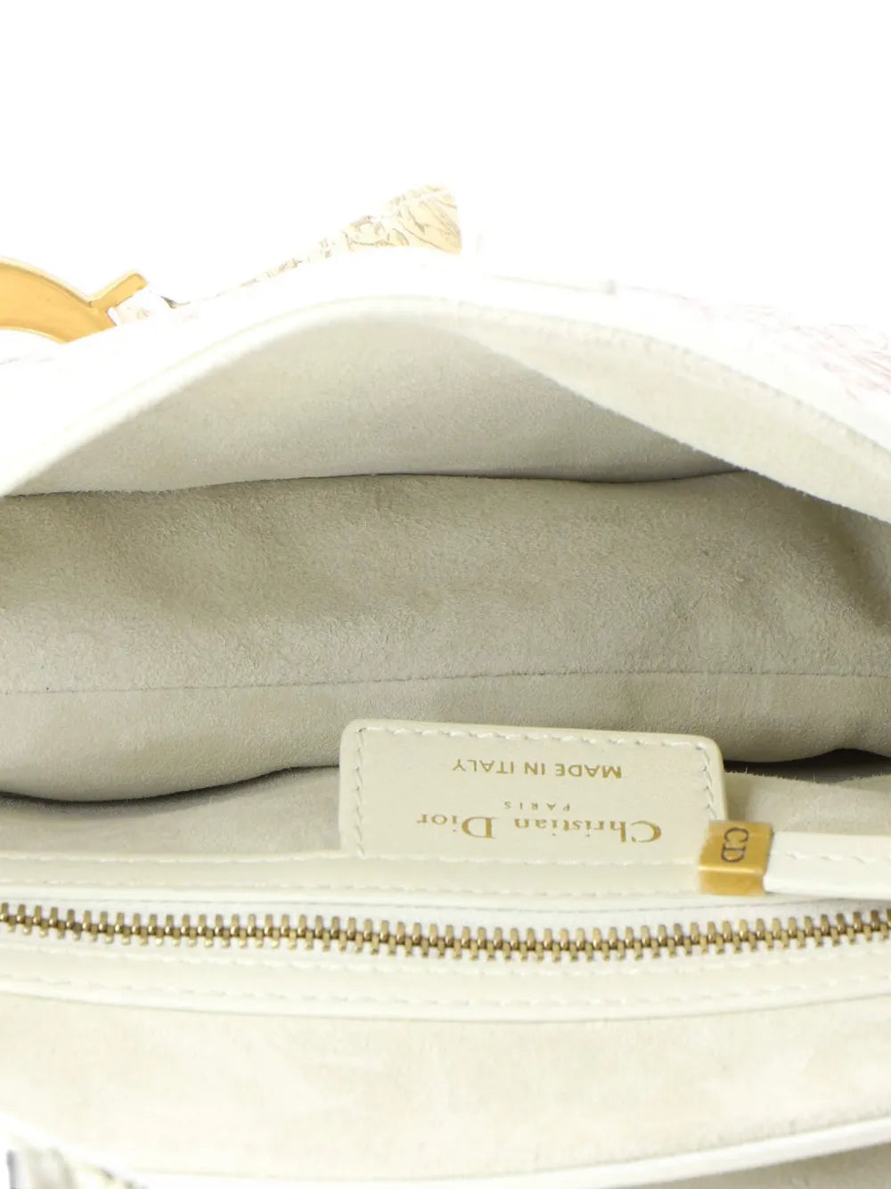 Christian Dior Pre Owned Saddle Handbag With Strap Printed Leather Medium Shoulder Bag
