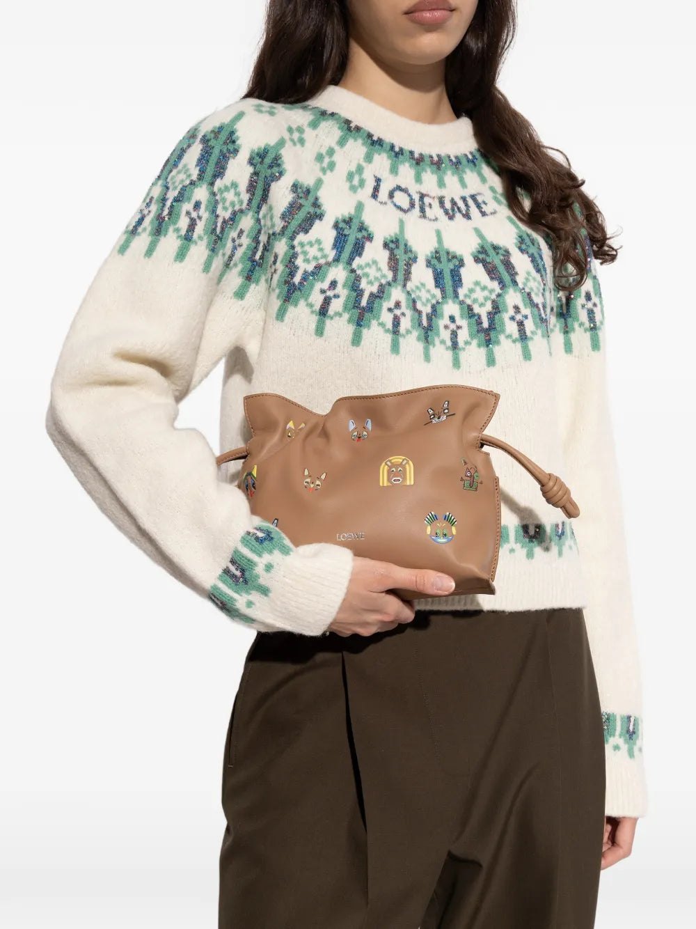 Loewe Mini Flamenco Cat Print Shoulder Bag