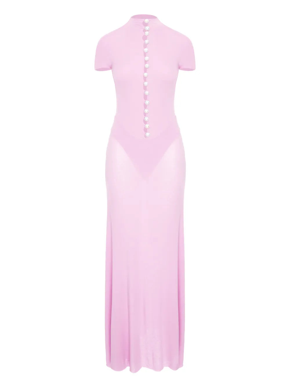 Manuri Button Detail Mock Neck Maxi Dress