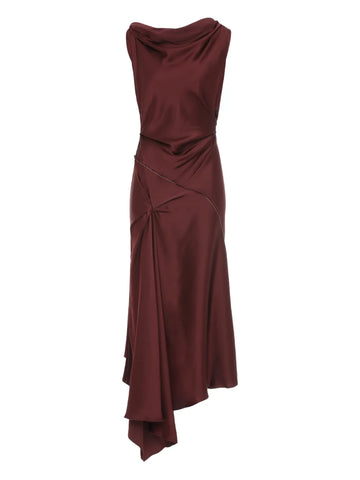 Victoria Beckham Posy Asymmetrical Drape Midi Dress