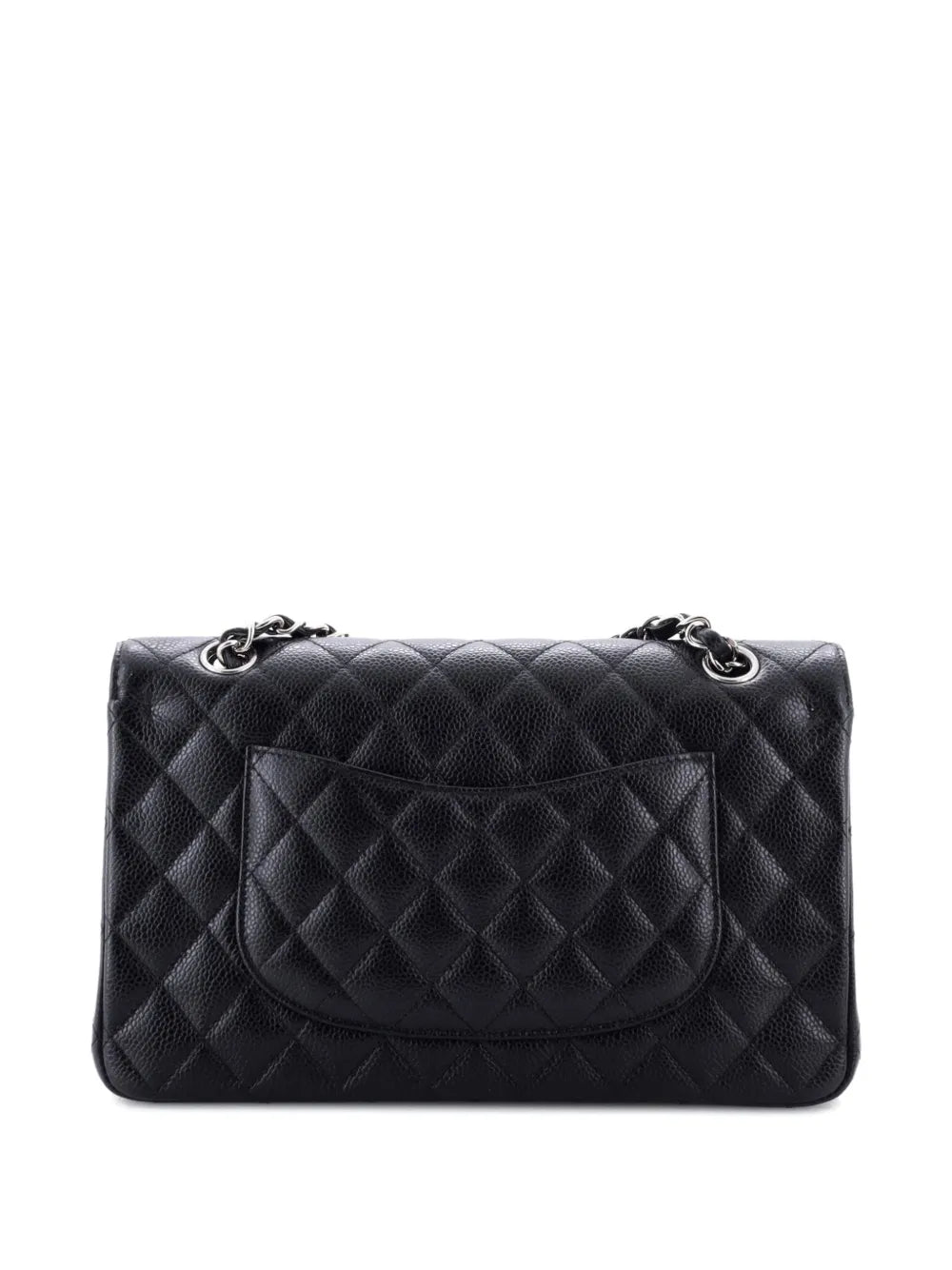 Chanel Pre Owned Classic Double Flap Bag Quilted Caviar Medium Shoulder Bag