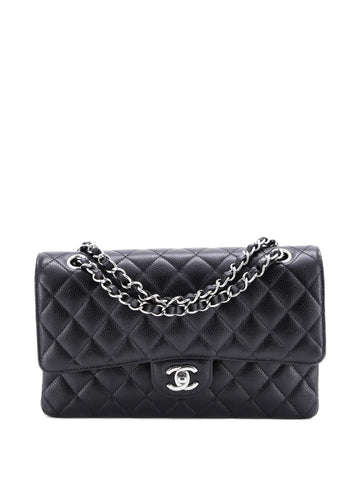 Chanel Pre Owned Classic Double Flap Bag Quilted Caviar Medium Shoulder Bag