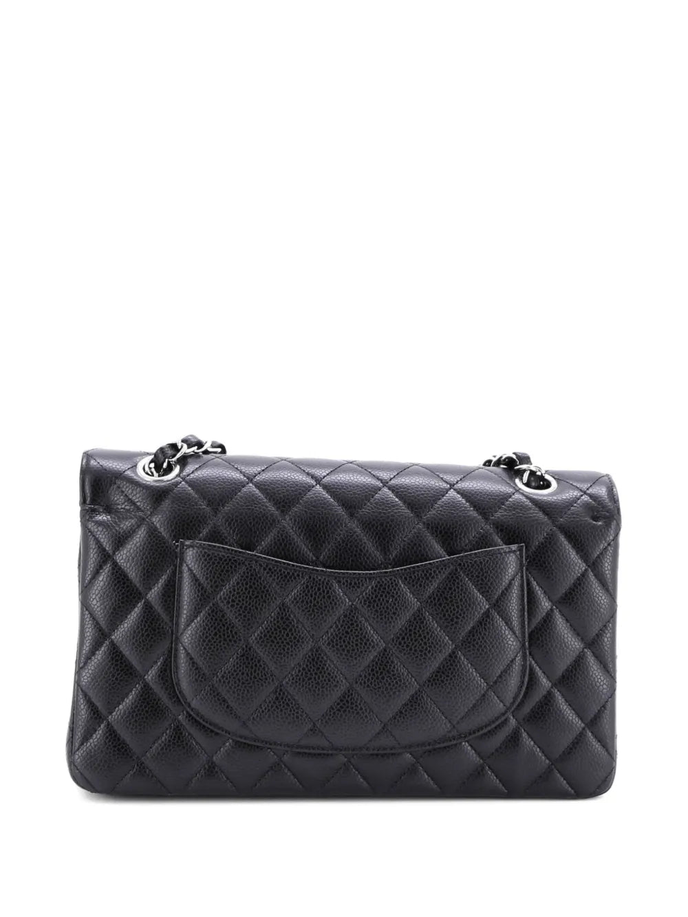 Chanel Pre Owned Classic Double Flap Bag Quilted Caviar Medium Shoulder Bag