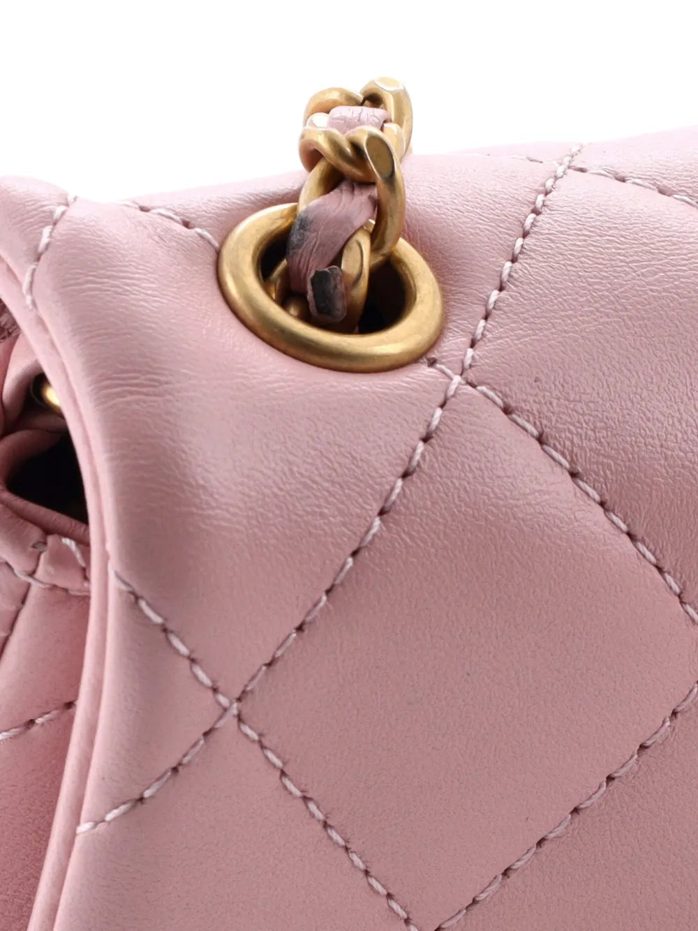 Chanel Pre Owned Sweet Heart Chain Flap Bag Quilted Lambskin Mini Shoulder Bag