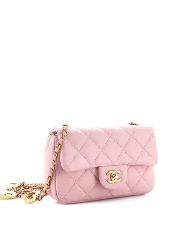 Chanel Pre Owned Sweet Heart Chain Flap Bag Quilted Lambskin Mini Shoulder Bag