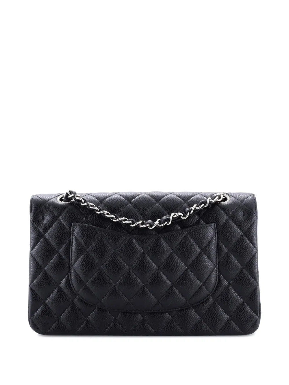 Chanel Pre Owned Classic Double Flap Bag Quilted Caviar Medium Shoulder Bag