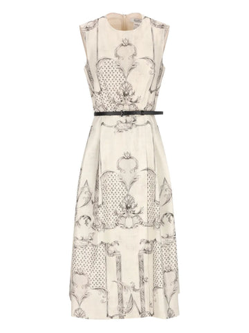 Max Mara Printed Belted Midi Dress