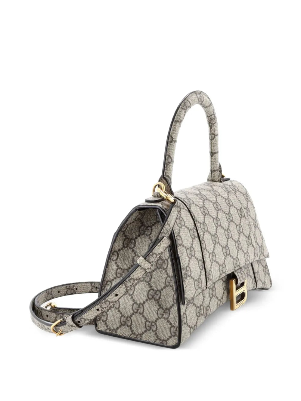 Gucci Pre Owned X Balenciaga The Hacker Project Hourglass Top Handle Bag Gg Coated Canvas Small Shoulder Bag