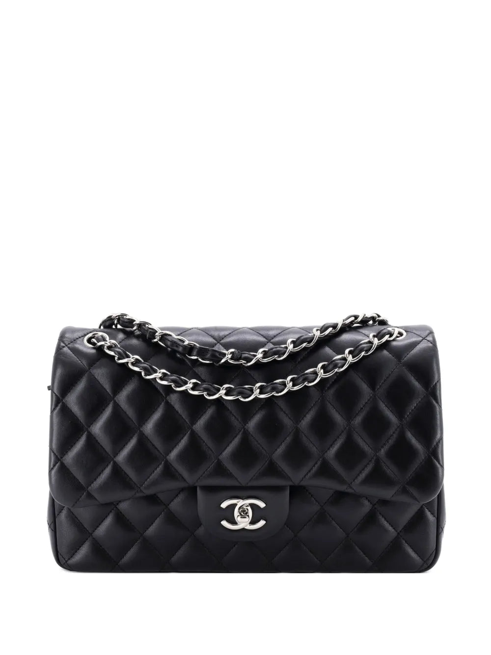 Chanel Pre Owned Classic Double Flap Bag Quilted Lambskin Jumbo Shoulder Bag