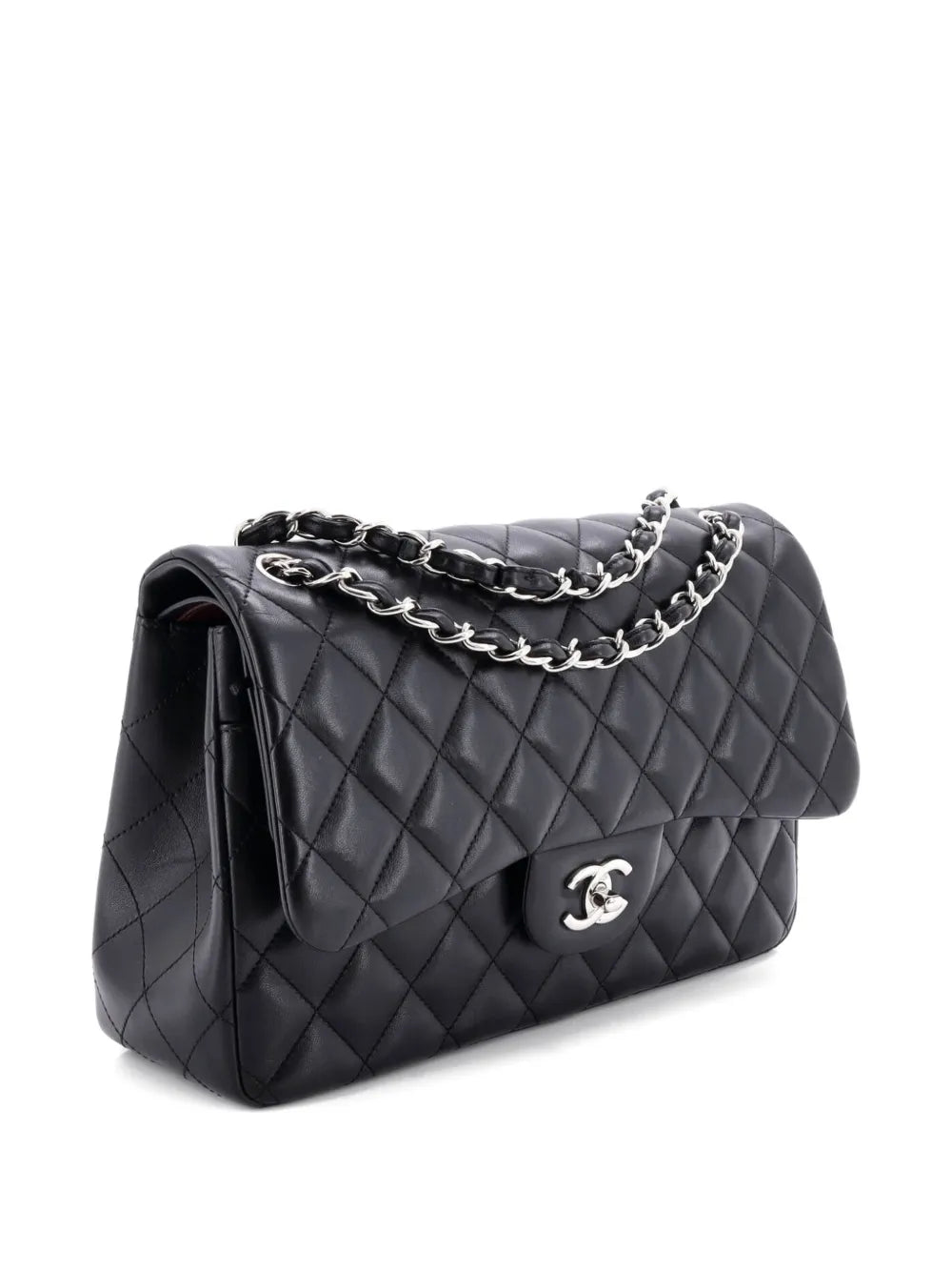 Chanel Pre Owned Classic Double Flap Bag Quilted Lambskin Jumbo Shoulder Bag