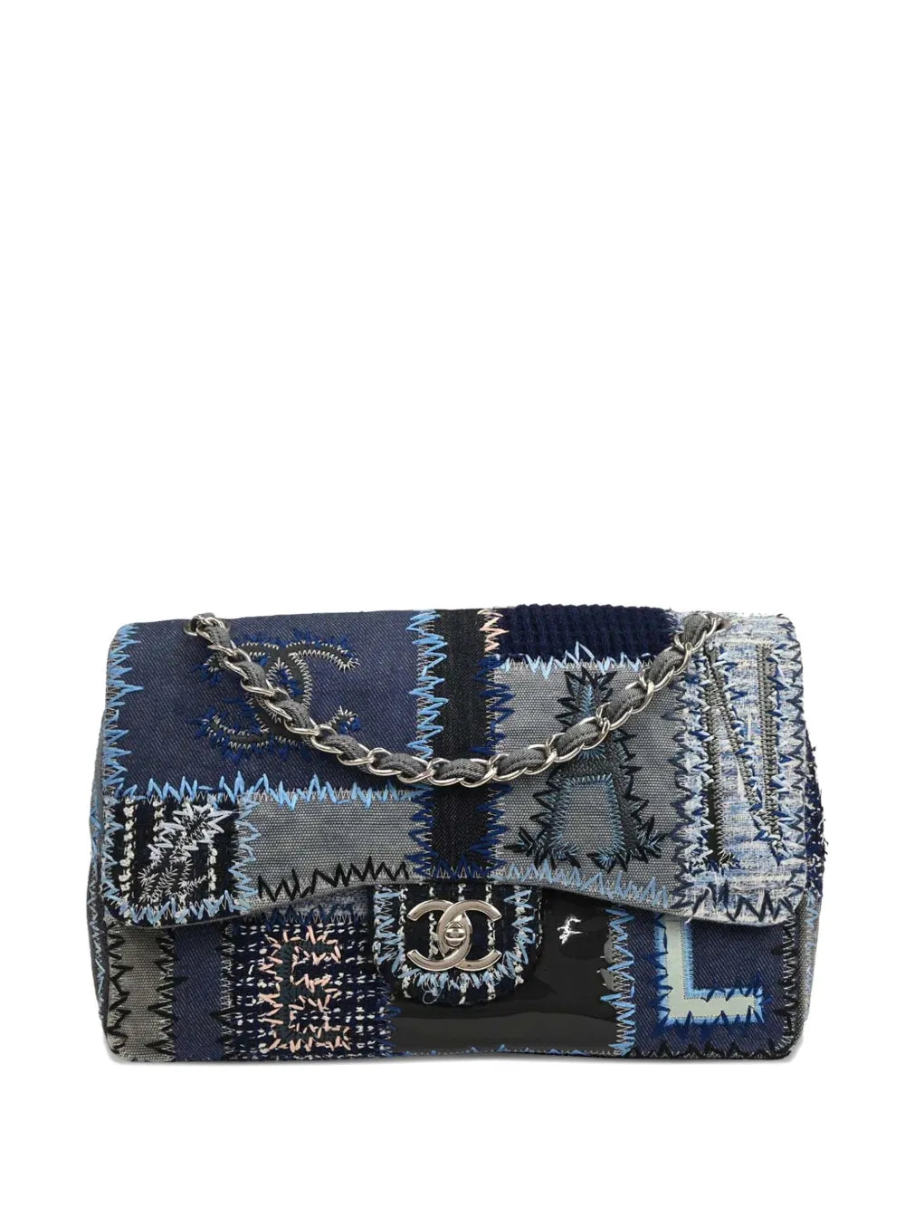 Chanel Pre Owned 2014 2015 Tweed Patchwork Flap Shoulder Bag