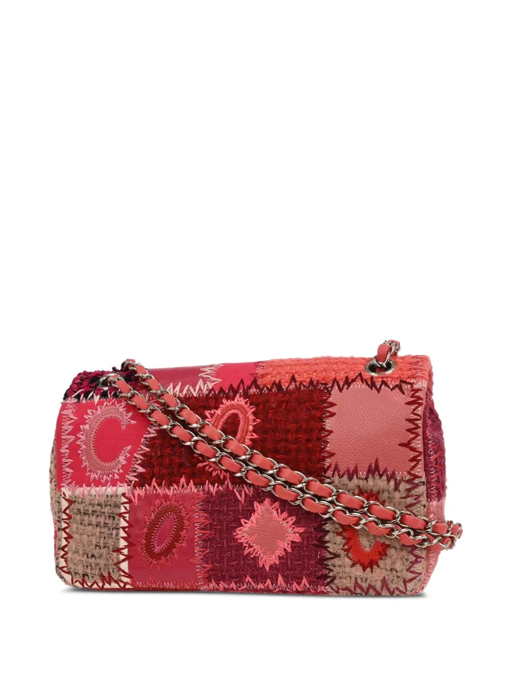 Chanel Pre Owned 2017 Tweed Patchwork Flap Shoulder Bag