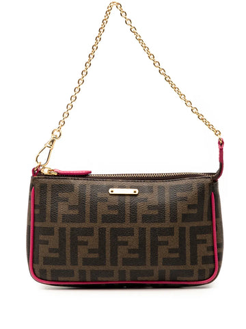 Fendi Pre Owned 2010 2025 Zucca Spalmati Chain Pochette Shoulder Bag