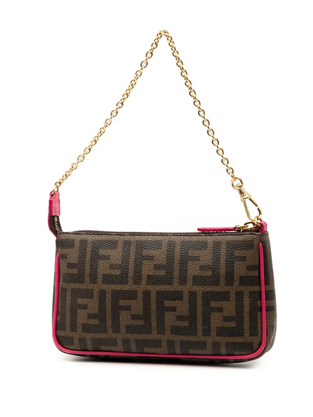 Fendi Pre Owned 2010 2025 Zucca Spalmati Chain Pochette Shoulder Bag