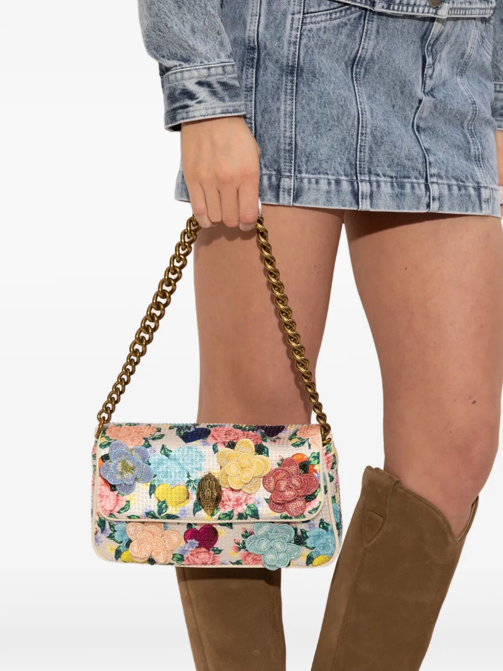Kurt Geiger London Small Kensington Floral Applique Shoulder Bag