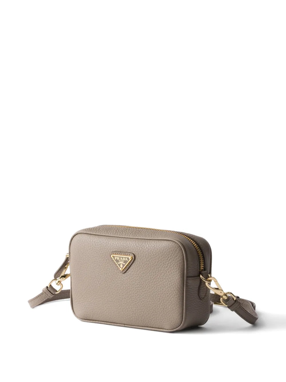 Prada Mini Zip Triangle Logo Leather Shoulder Bag
