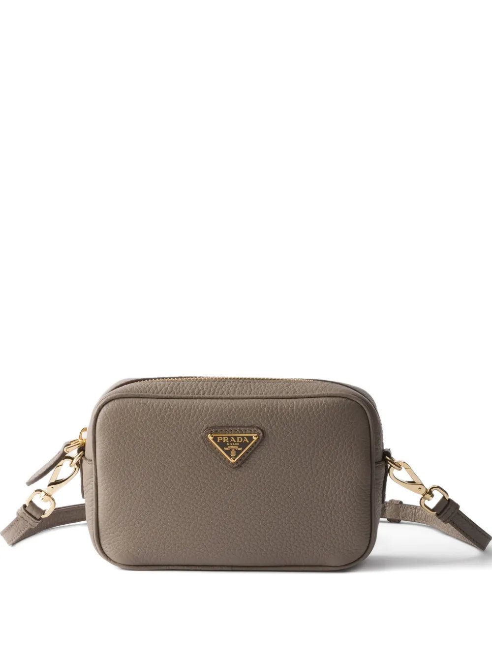 Prada Mini Zip Triangle Logo Leather Shoulder Bag