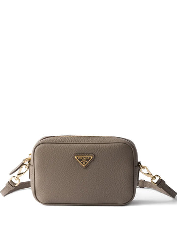 Prada Mini Zip Triangle Logo Leather Shoulder Bag