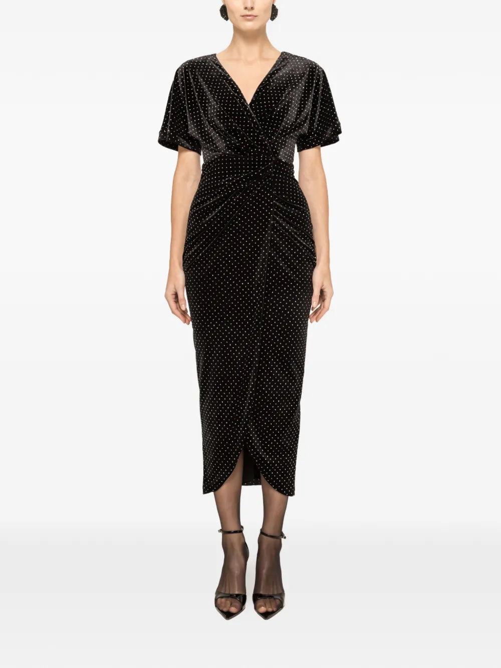 Nissa Glitter Velvet Midi Dress