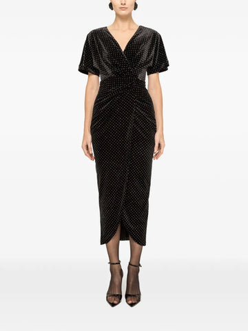 Nissa Glitter Velvet Midi Dress