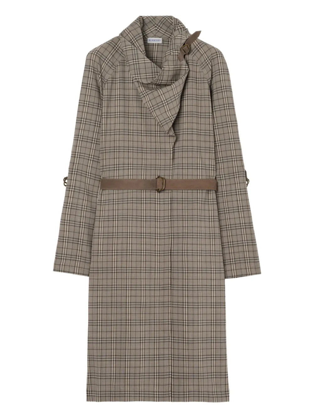 Burberry Scarf Collar Checked Mini Dress