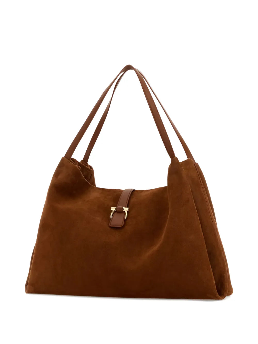 Ferragamo Gancini Detail Suede Shoulder Bag