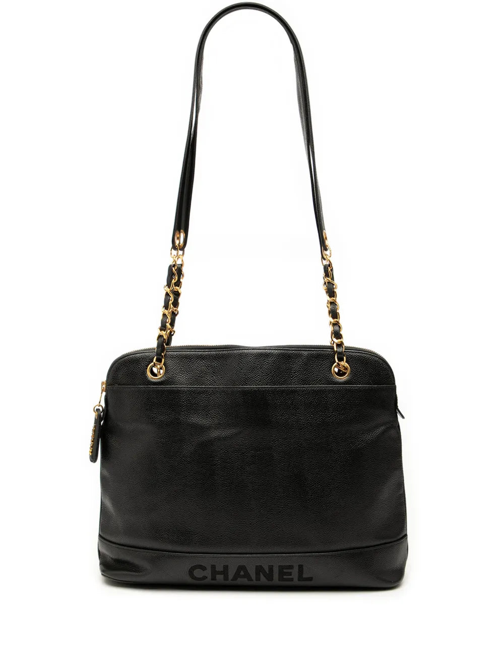 Chanel Pre Owned 1996 1997 Caviar Logo Chain Shoulder Bag