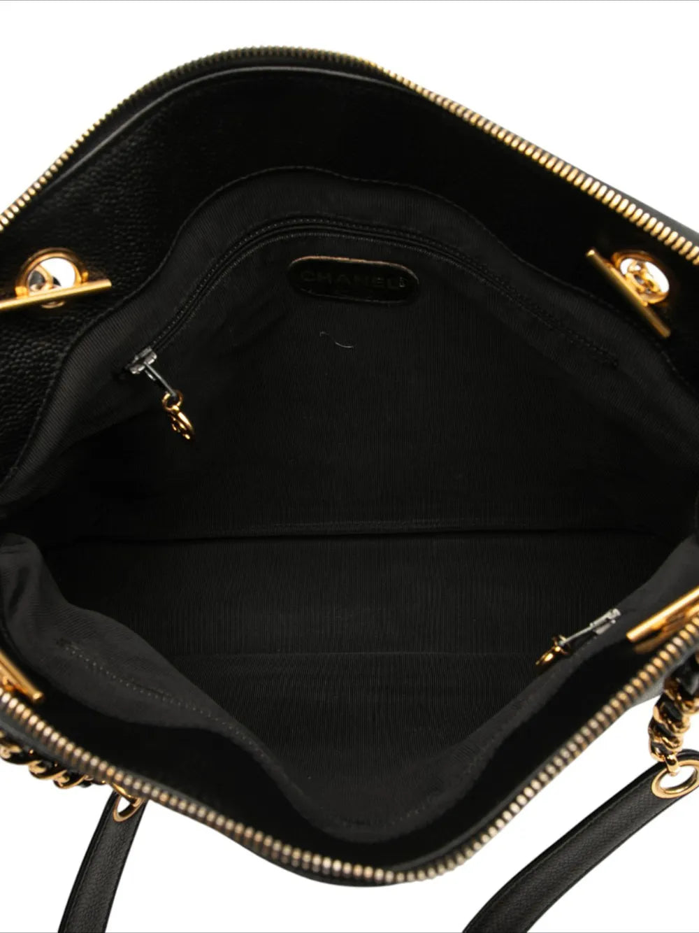Chanel Pre Owned 1996 1997 Caviar Logo Chain Shoulder Bag