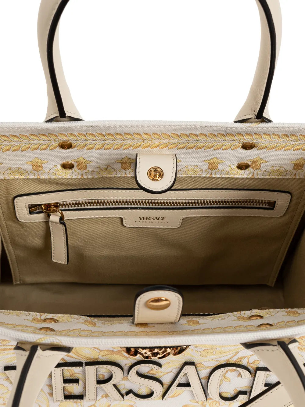 Versace Small La Medusa Printed Canvas Tote Bag