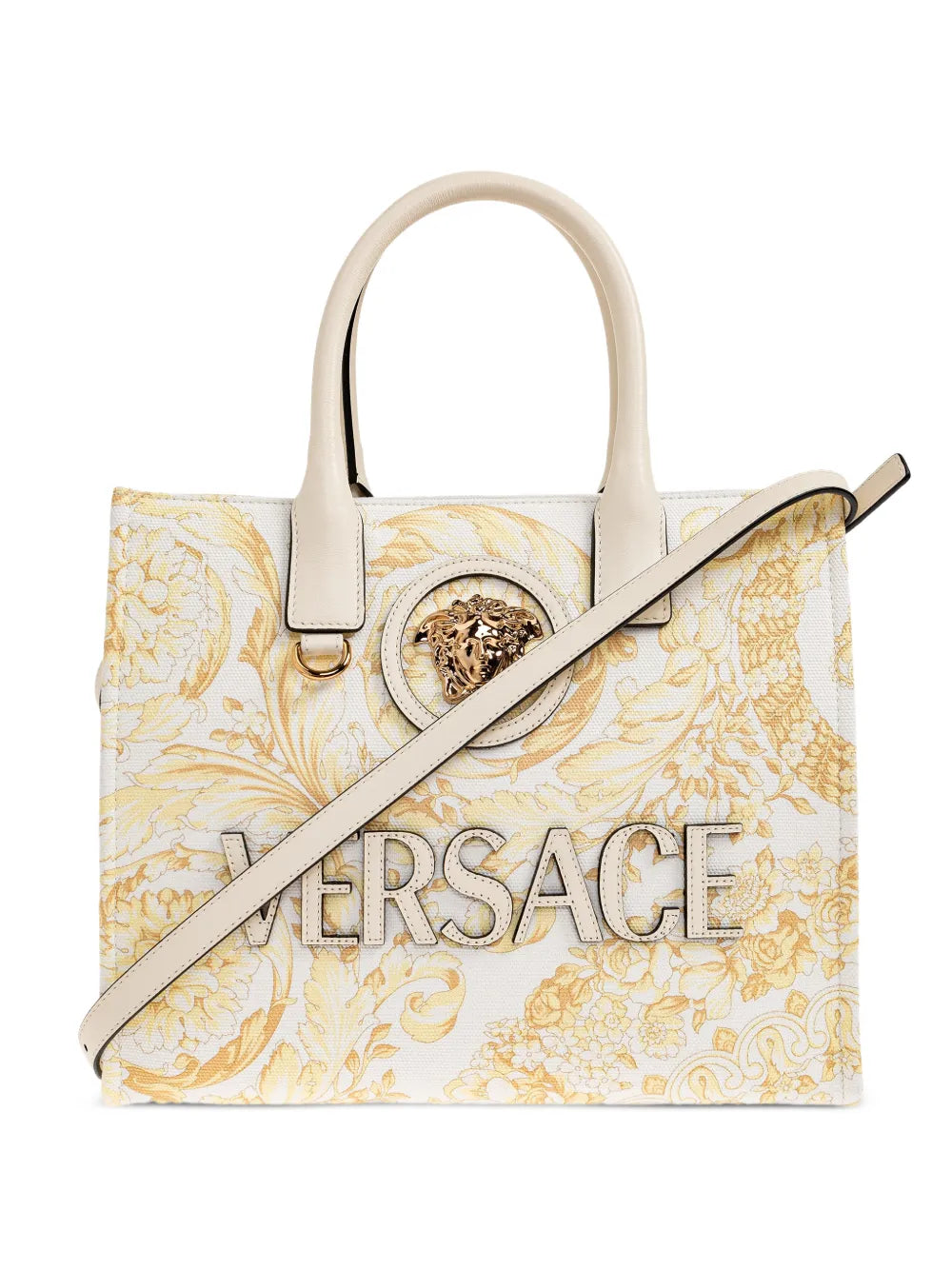 Versace Small La Medusa Printed Canvas Tote Bag