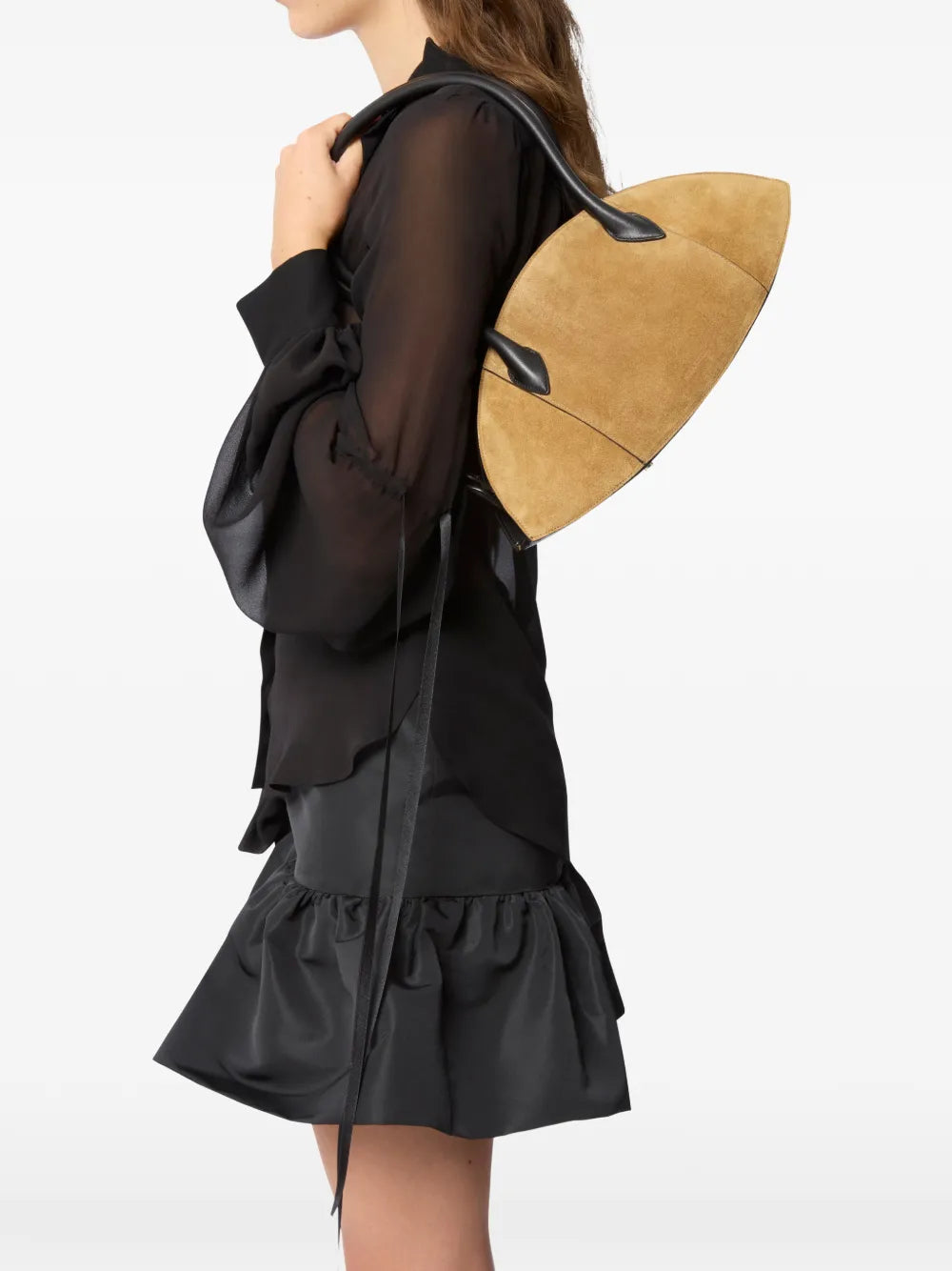 Nina Ricci Medium Le Bal Suede Zip Shoulder Bag