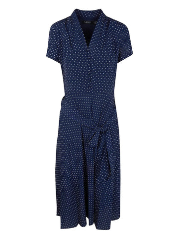 Lauren Ralph Lauren Polka Dot Tie Midi Dress