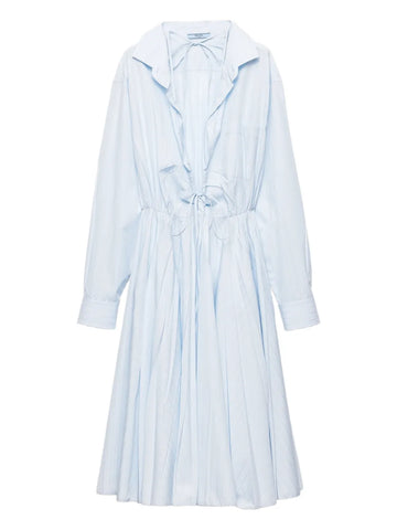 Prada V Neck Long Sleeve Midi Dress