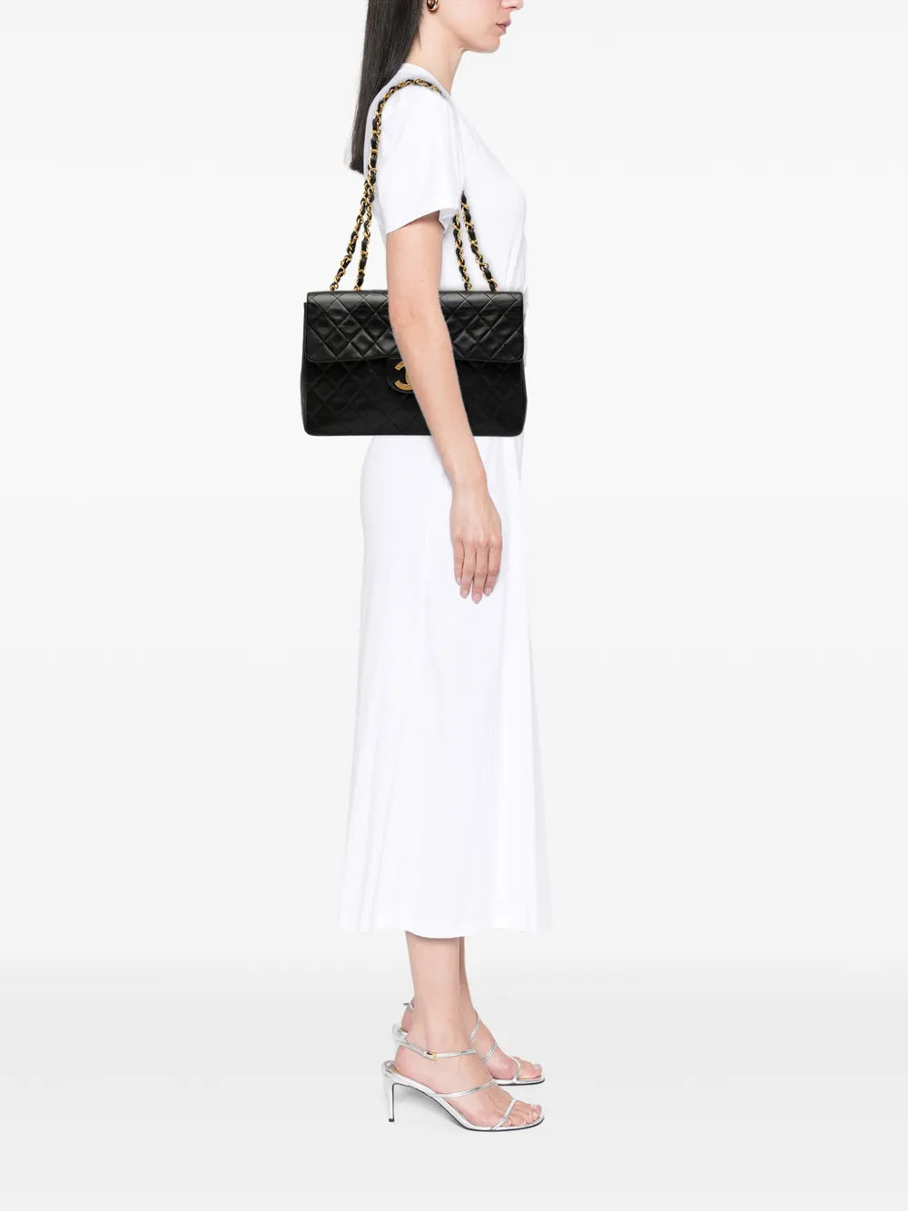 Chanel Pre Owned 1994 1996 Maxi Xl Classic Lambskin Single Flap Shoulder Bag