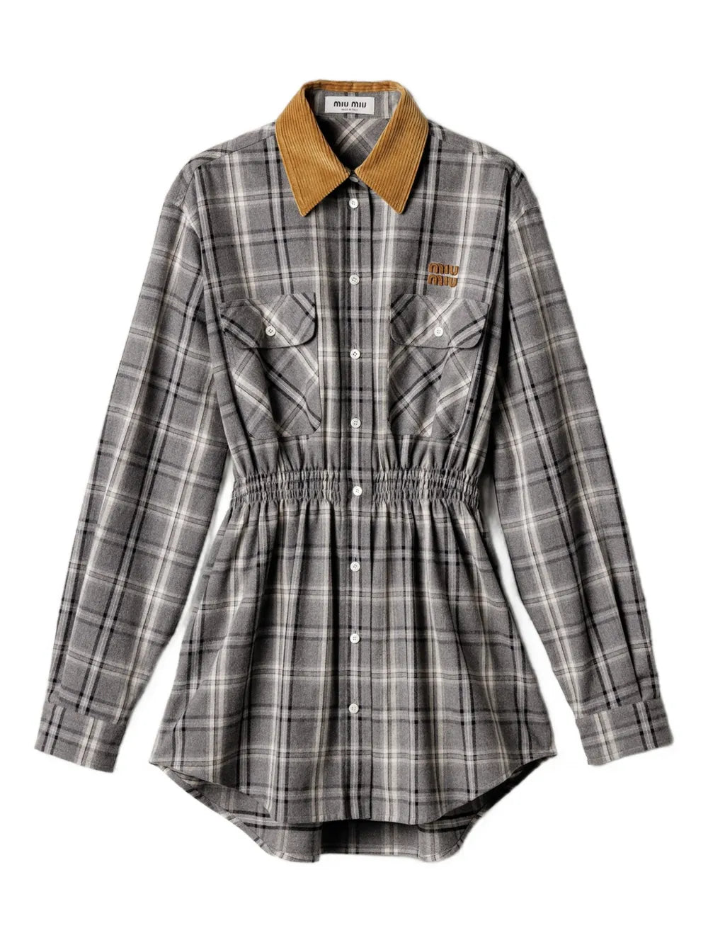 Miu Miu Buttoned Check Pattern Mini Dress