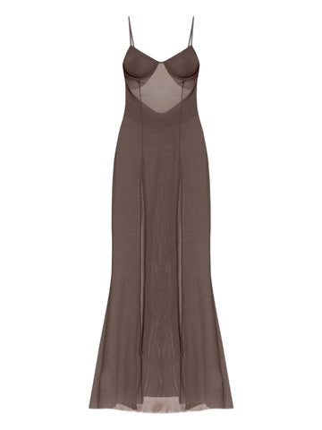 Bond Eye Mesh Slit Maxi Dress