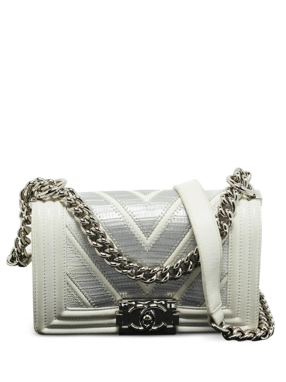 Chanel Pre Owned 2016 2017 Boy Channel Chevron Stitching Leather Shoulder Bag