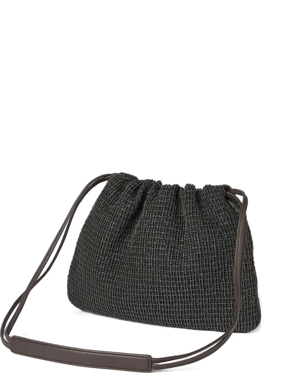 Brunello Cucinelli Net Embroidery Leather Soft Pochette
