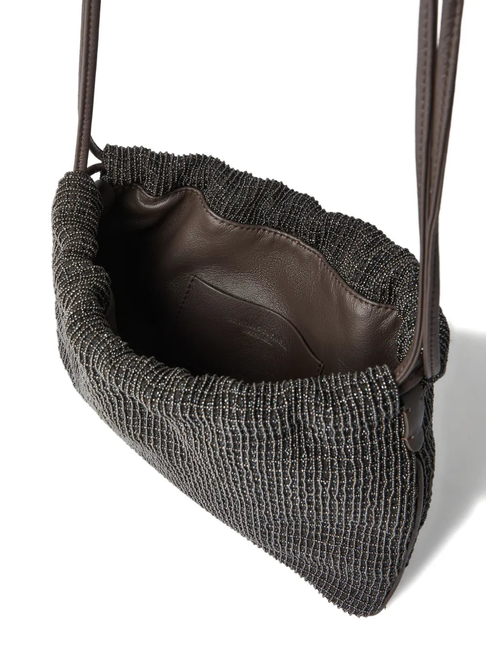 Brunello Cucinelli Net Embroidery Leather Soft Pochette