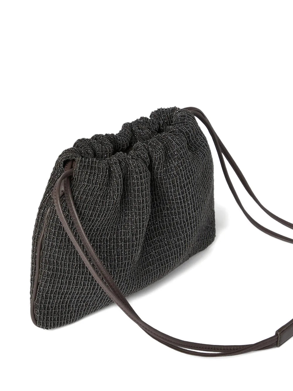 Brunello Cucinelli Net Embroidery Leather Soft Pochette