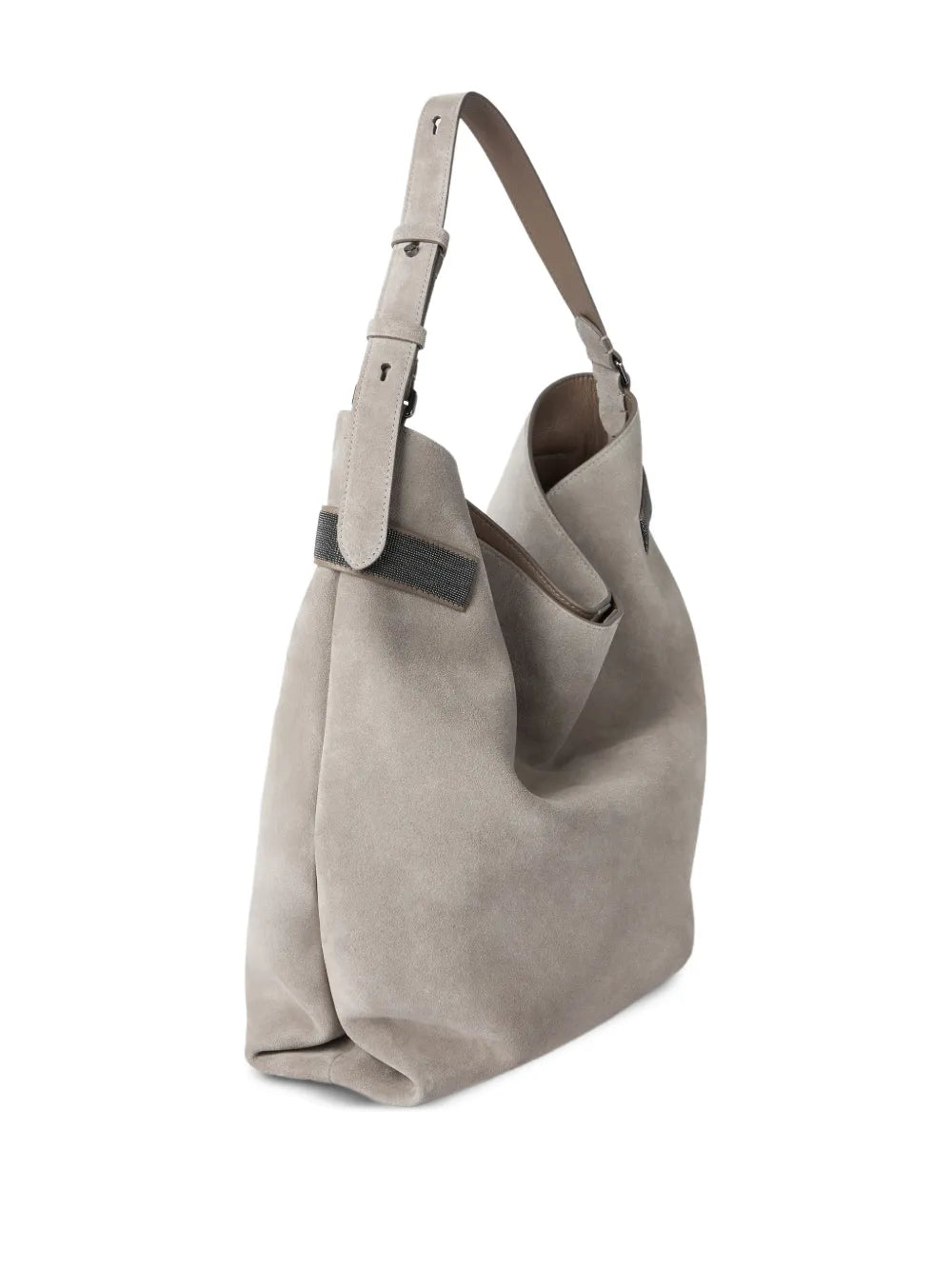 Brunello Cucinelli Monili Detail Suede Tote Bag